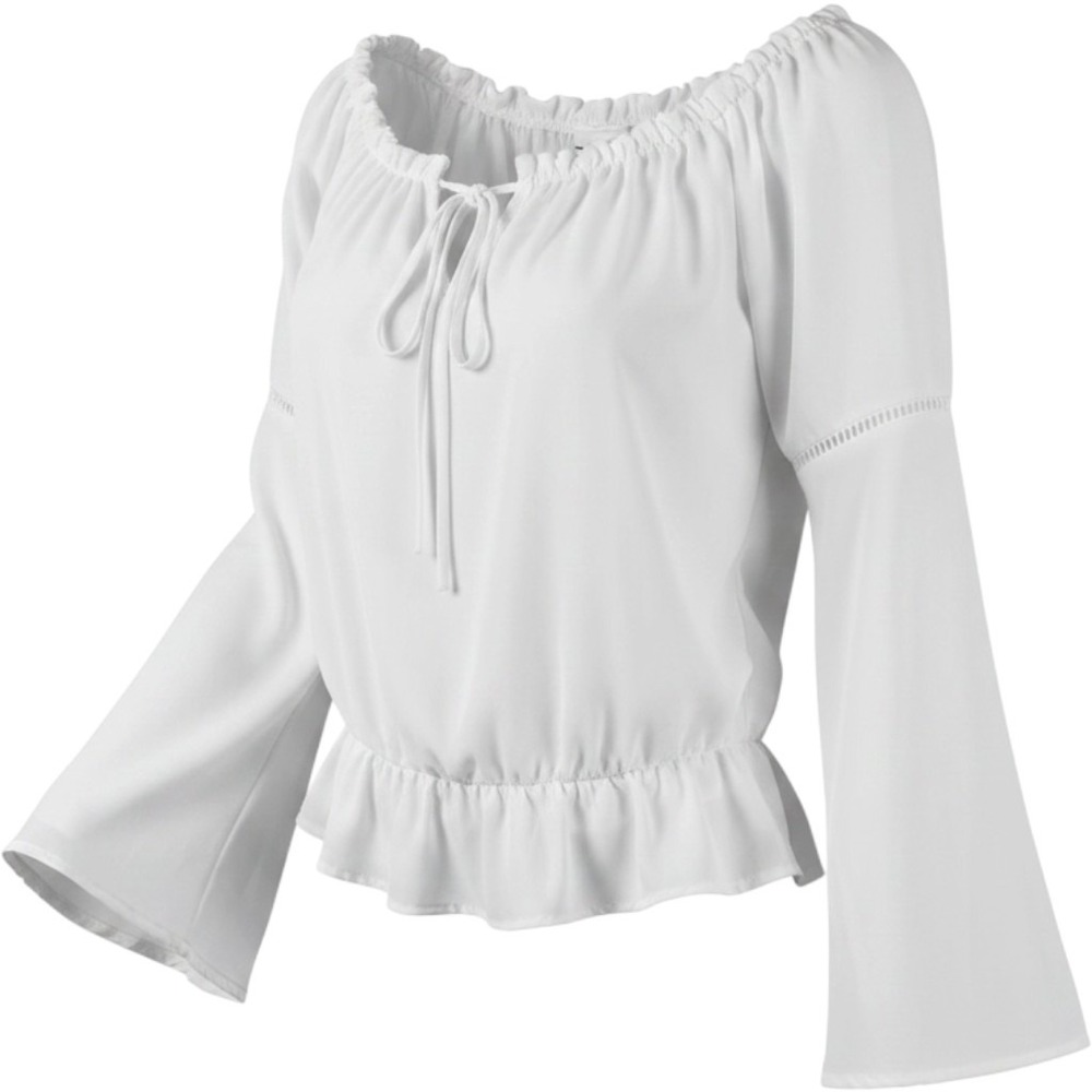 Allie Rose Top Womens Small White Peasant Bell Sleeve Boho Fairy Cottagecore Vac